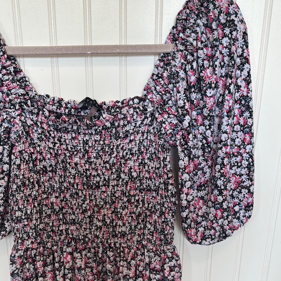 Pink and White Smocked Scoop Neck Midi Dress - Picture 2 of 6